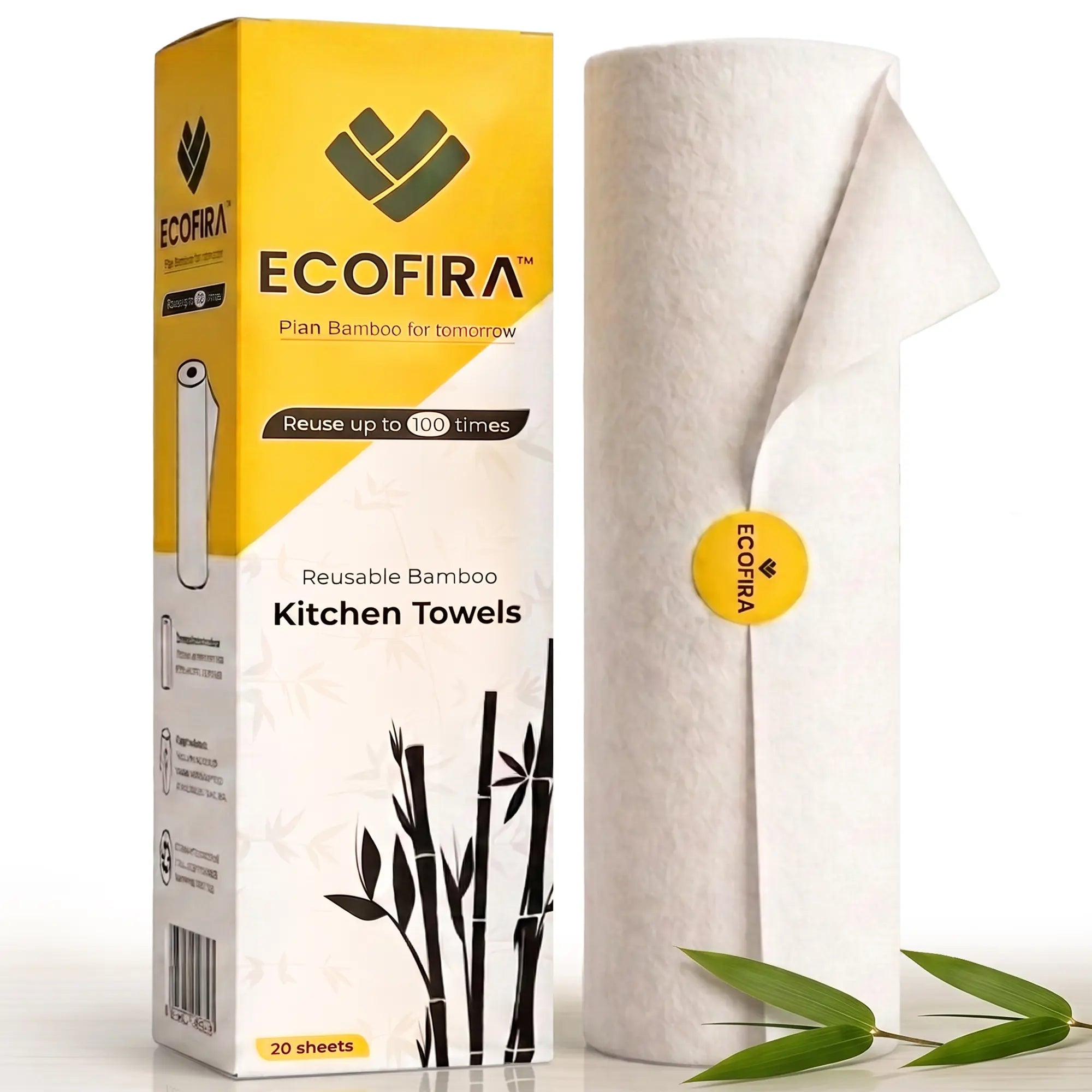 Reusable Bamboo Kitchen Towel – 20 Sheets