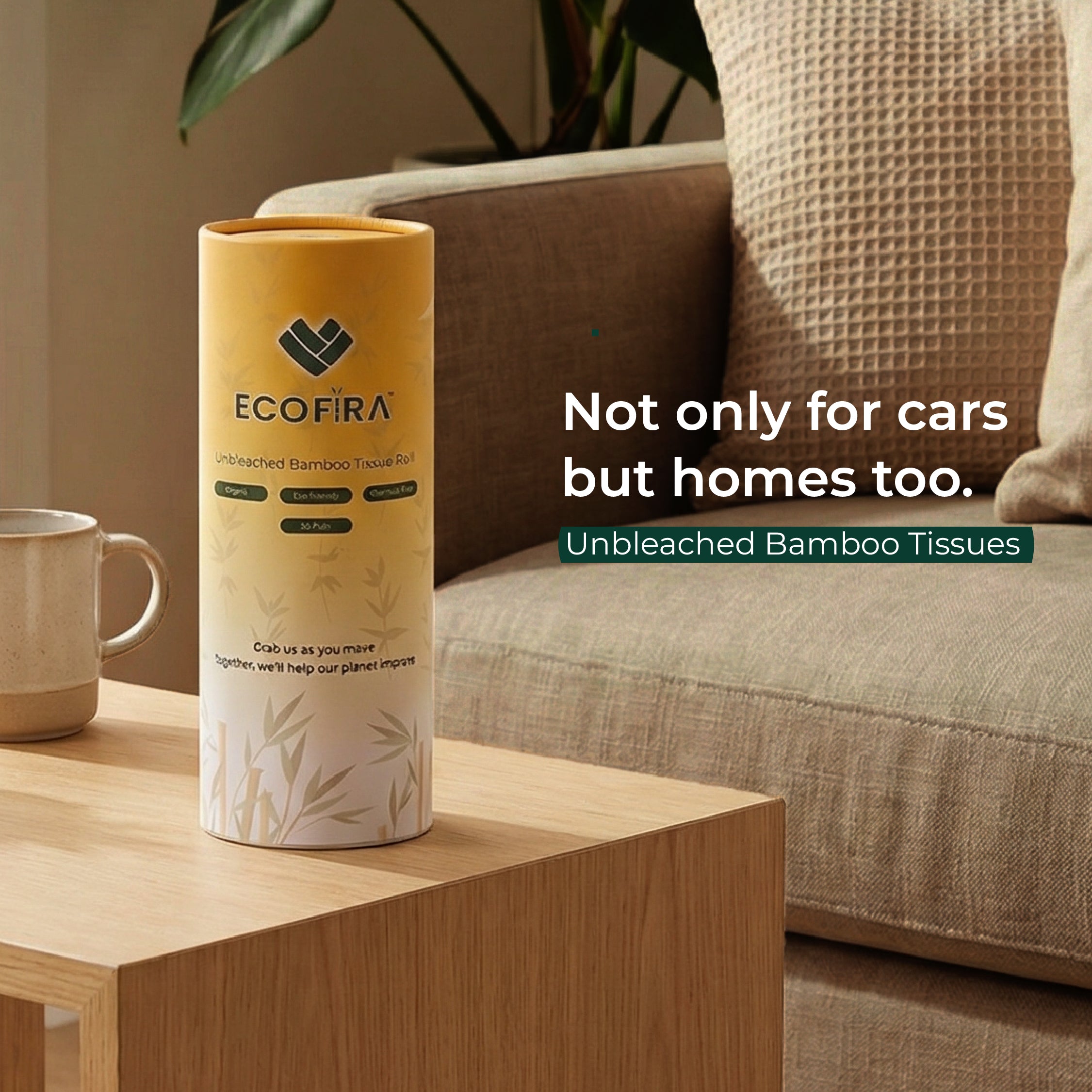 Bamboo Car Tissues In Cylindrical Box – 50 Pulls (Pack of 4)