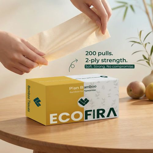 Ecofira Bamboo Car / Facial Box Tissue – 200 Pulls - Bamboo, Eco-Friendly, Made in India
