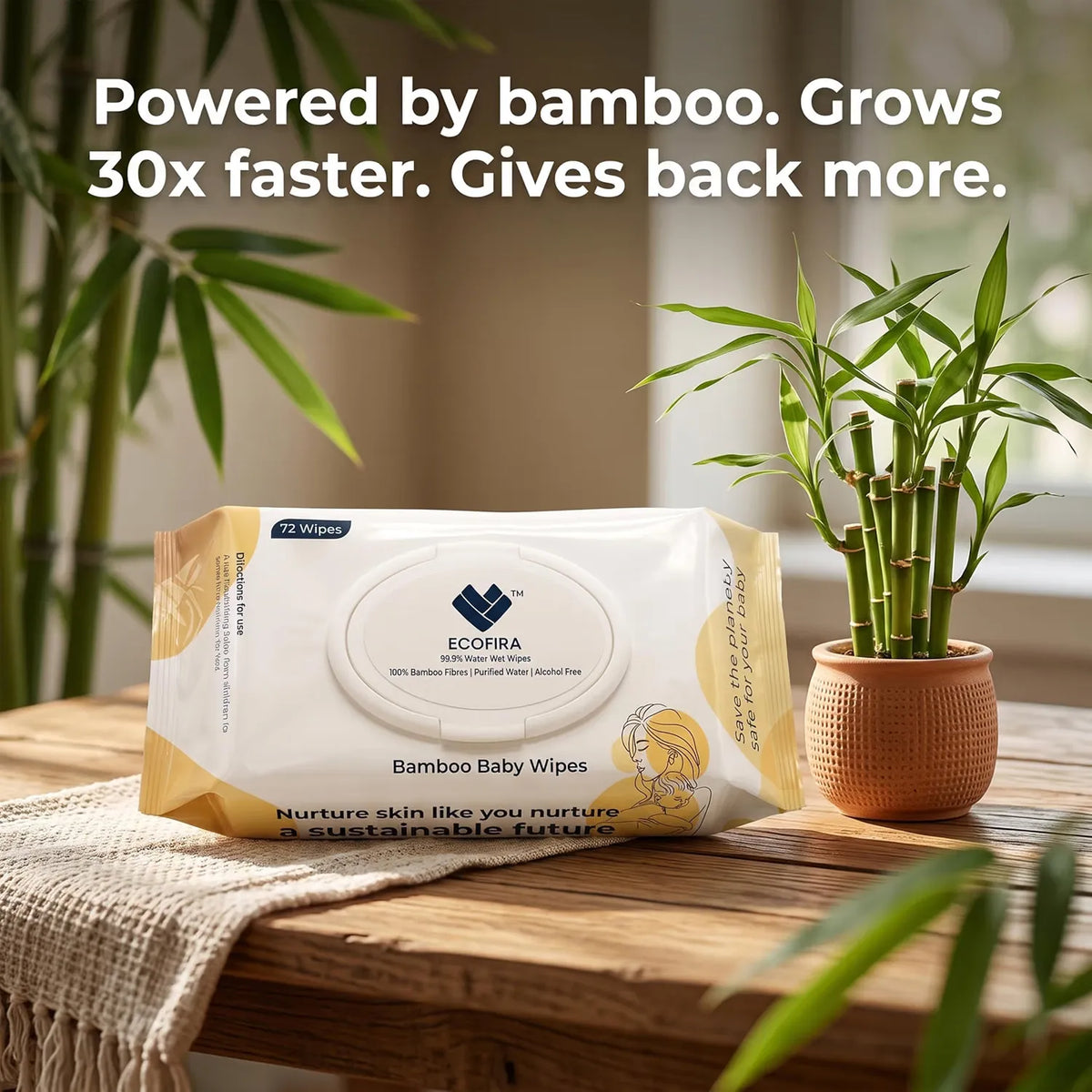Bamboo Wet Wipes – 72 Wipes (Pack of 2)